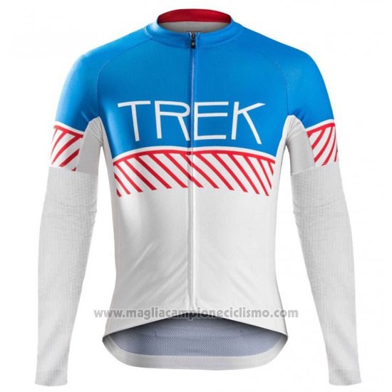 2016 Abbigliamento Ciclismo Trek Bontrager Blu e Bianco Manica Lunga e Salopette